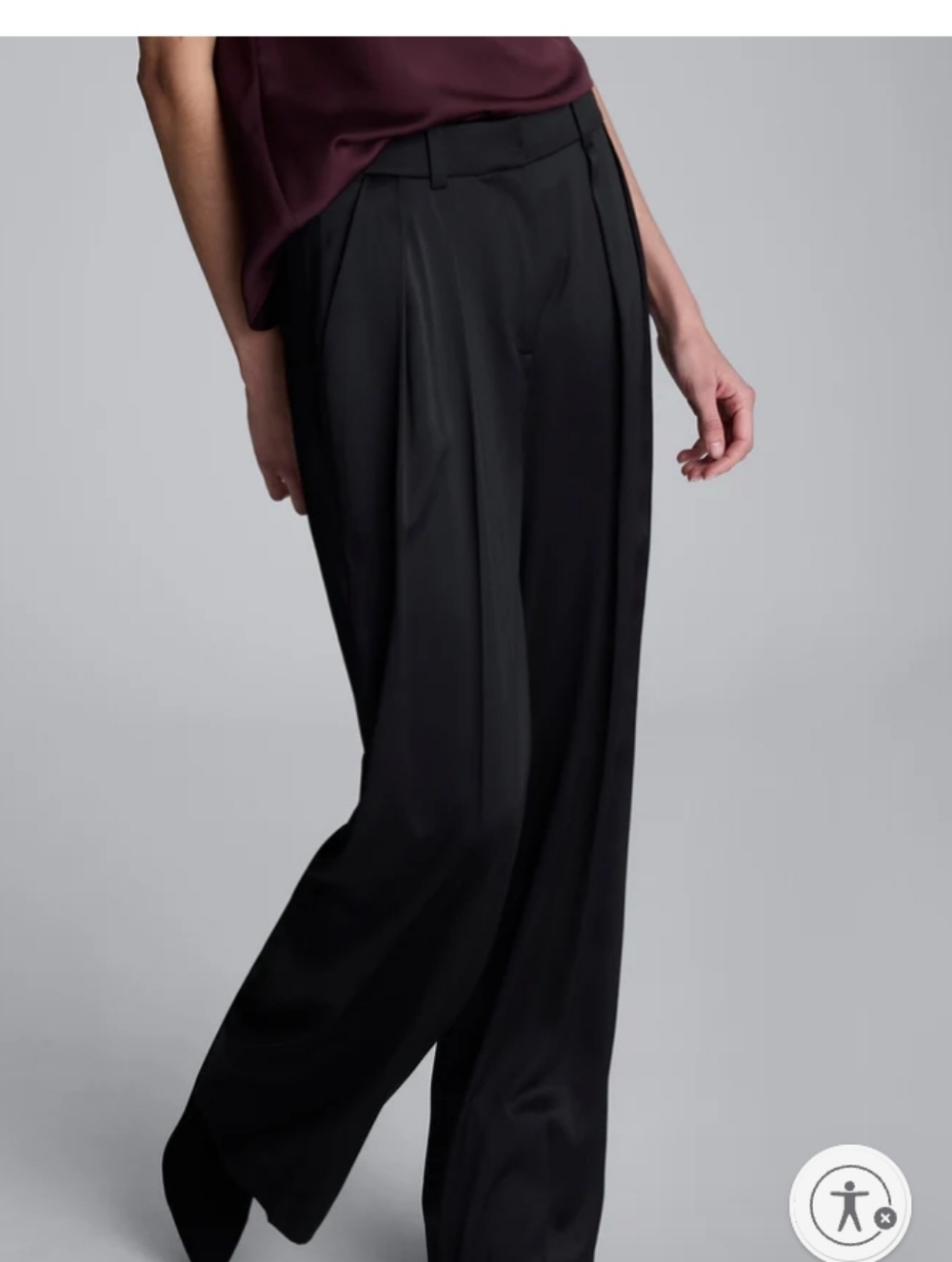 Kenneth Cole Black Wide-Leg Pleated Trousers